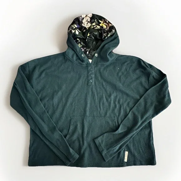 Ted Baker Ribbed Hoodie Lounge Set Womens M Green Floral Lined Jogger - Picture 2 of 6